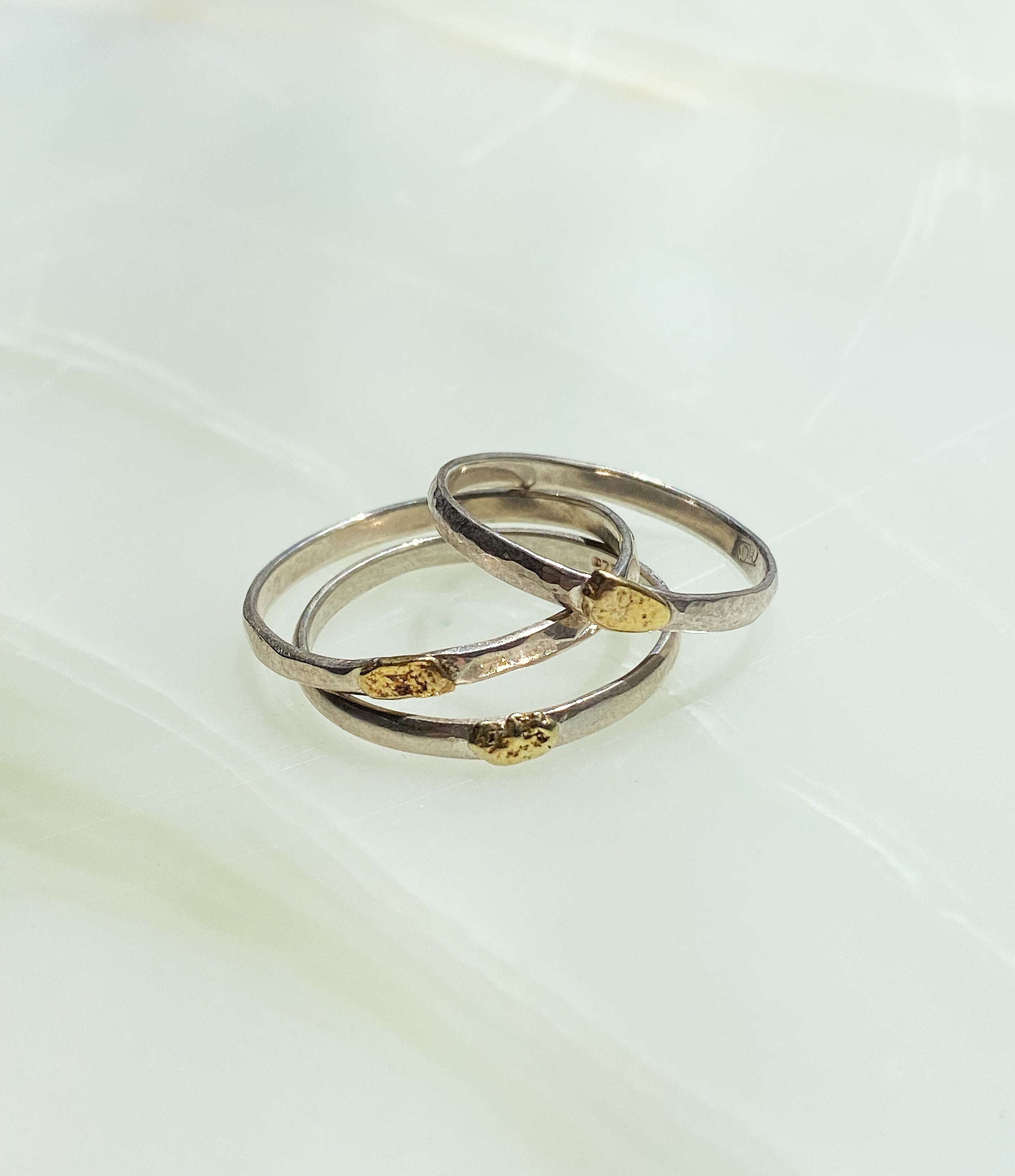 Vosso silver stacking ring with 24ct ethical nugget