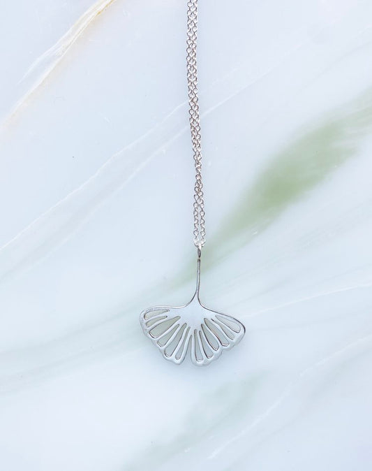 Audrey loves Ruby ginkgo necklace