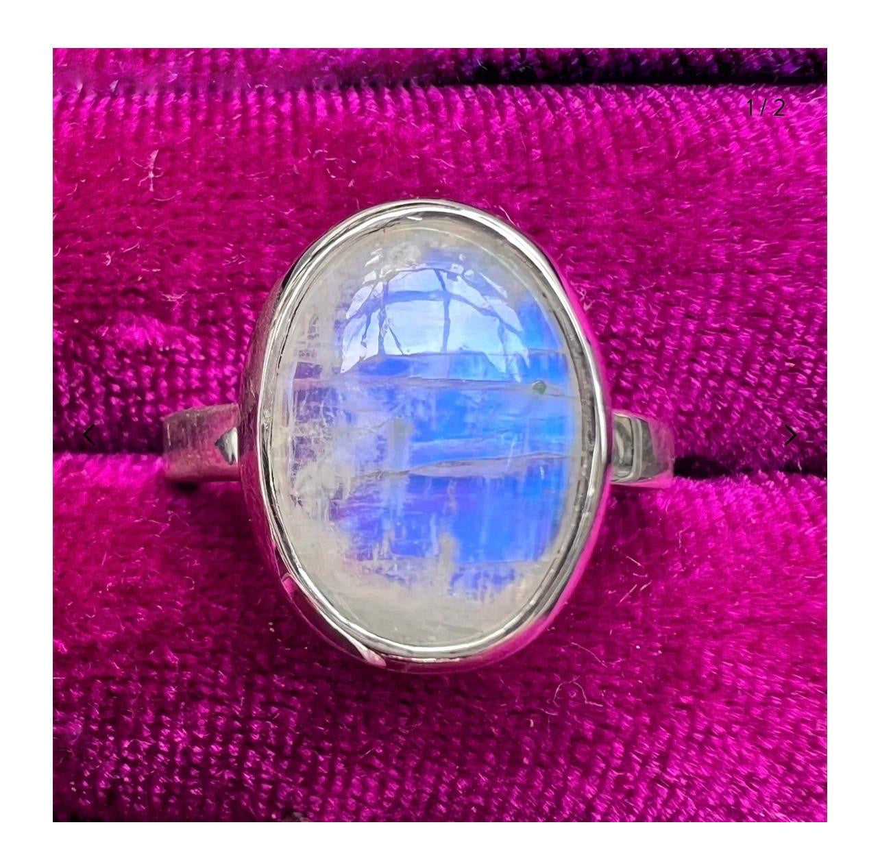 Moonstone in sterling silver ring