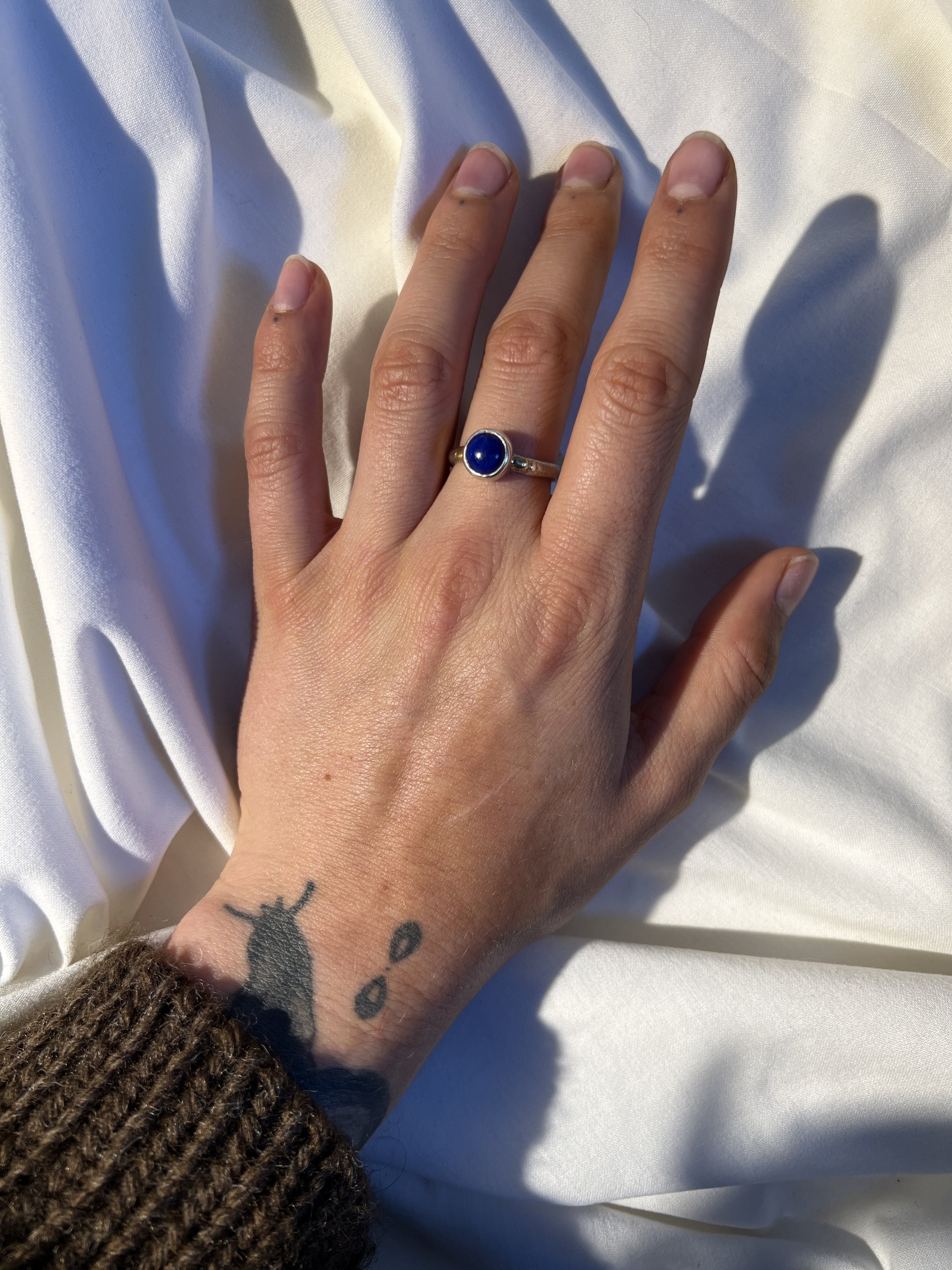 Lapis ring with gold nuggets