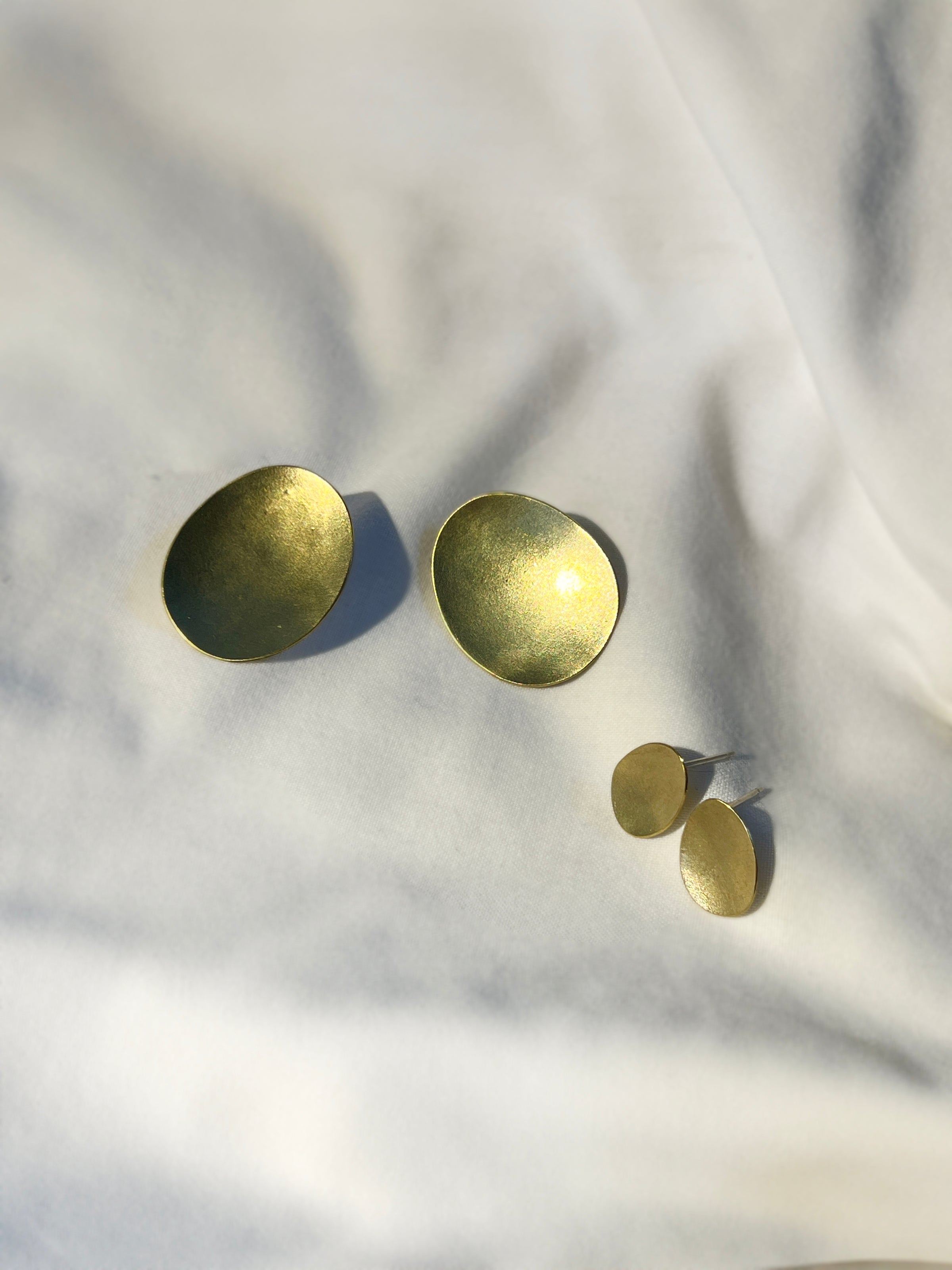 Brass Oval Disc earrings