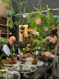 People working with plants in a workshop setting