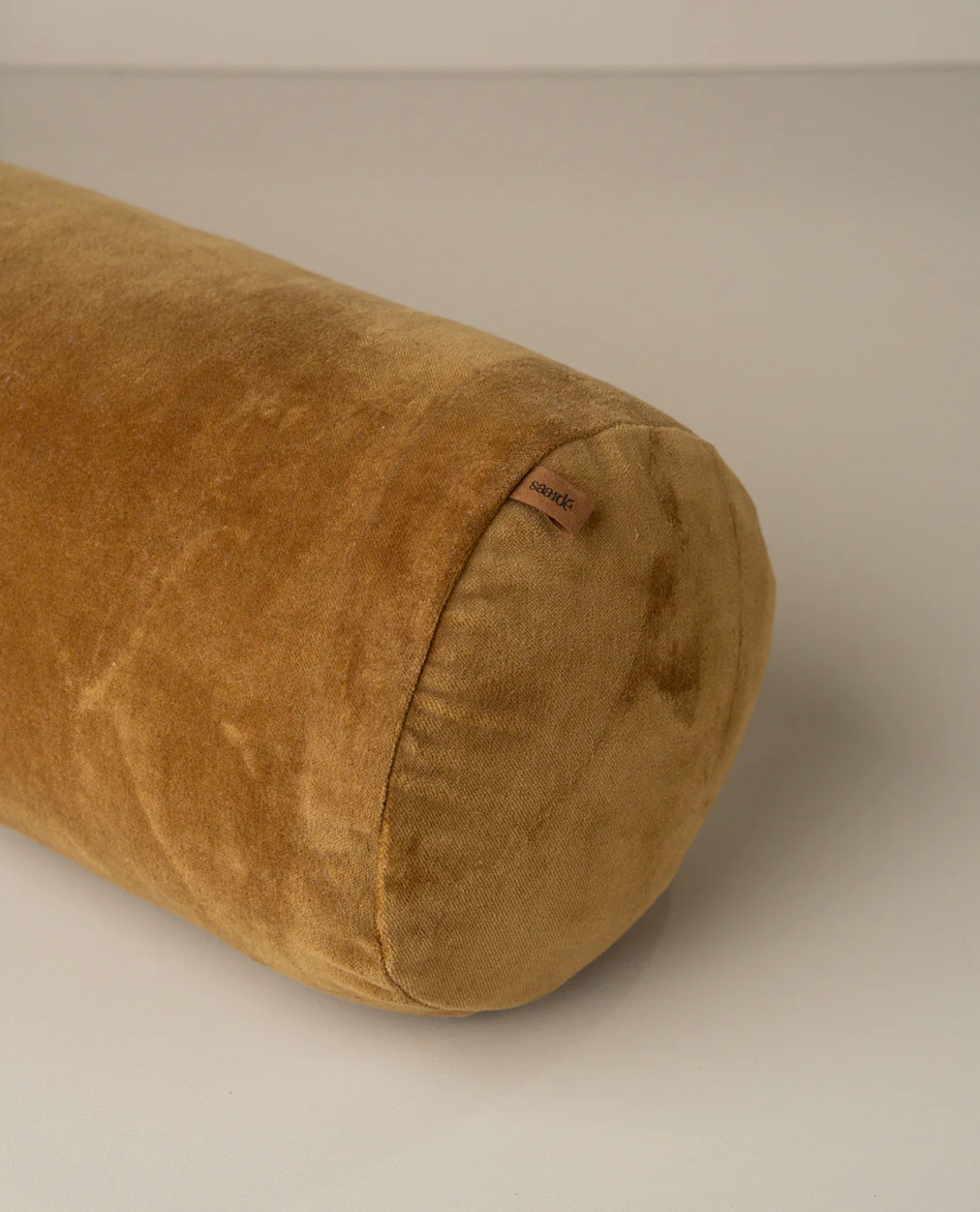 Velvet structured bolster cushion