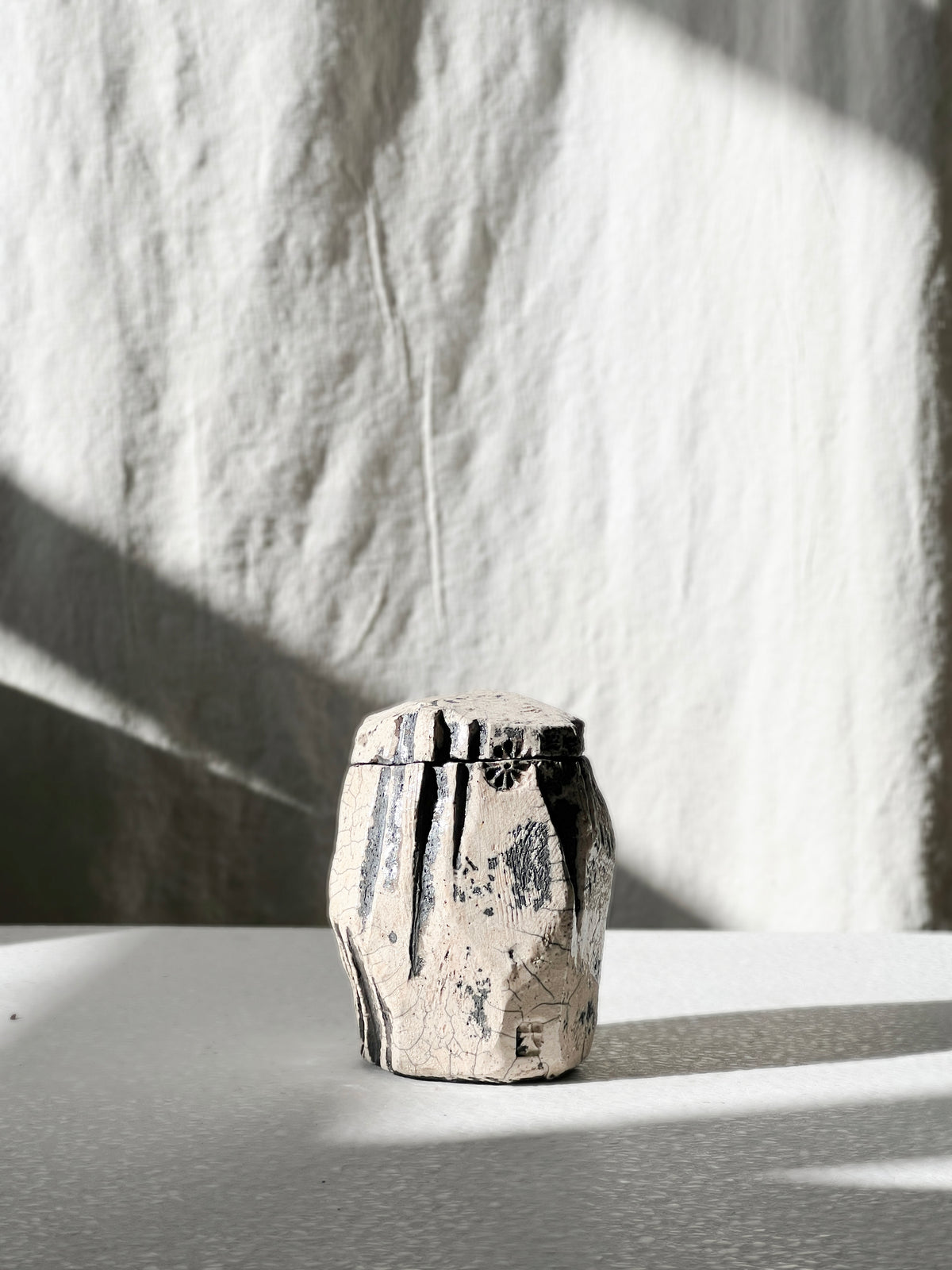 Raku lidded container