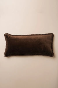 Velvet Bolster Fringed Cushion