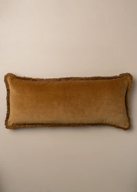 Velvet Bolster Fringed Cushion