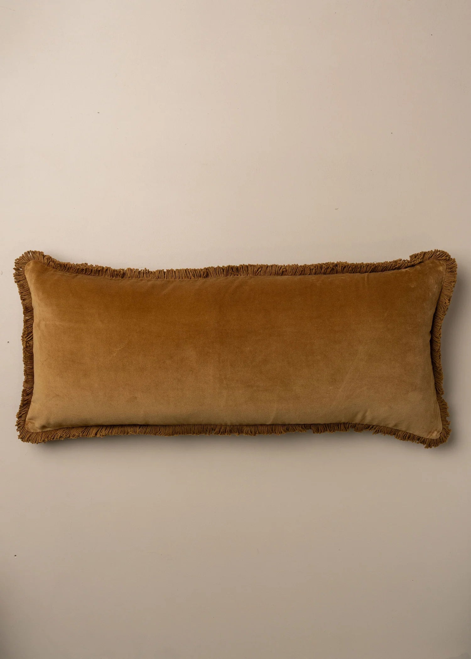 Velvet Bolster Fringed Cushion