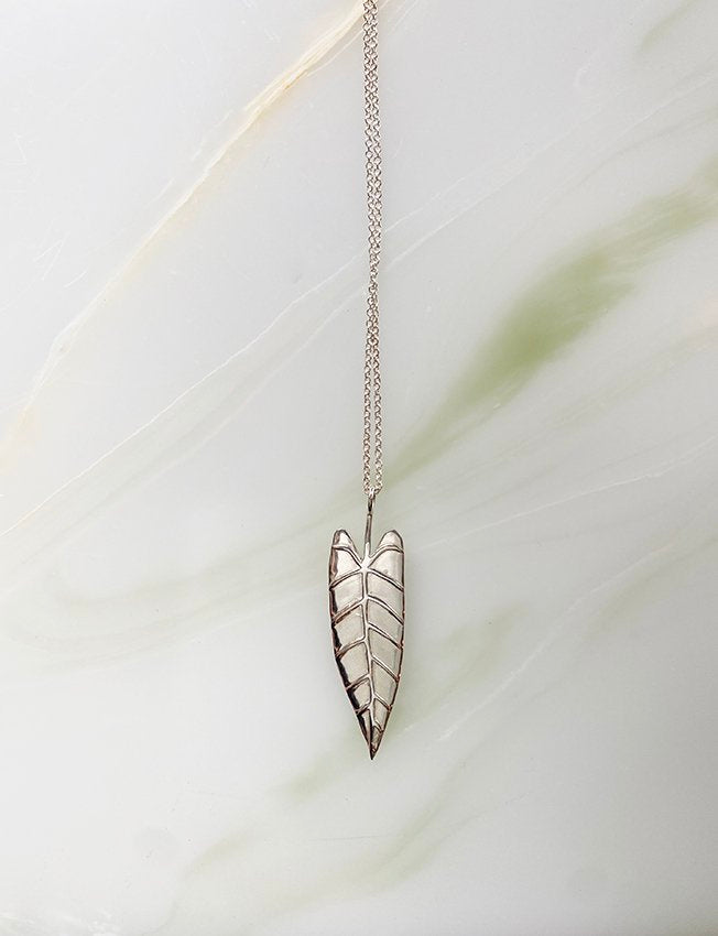 Audrey loves Ruby philodendron necklace